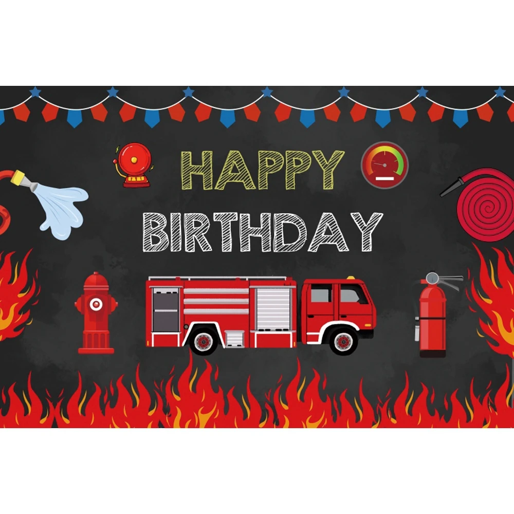 Yeele Fire Truck Construction Team Photocall Boy Birthday Party Game Baby Photography Backdrops Backgrounds For Photo Studio