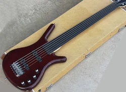 6 Strings Fretless Navy Wine-red Electric Bass with Rosewood Fretboard