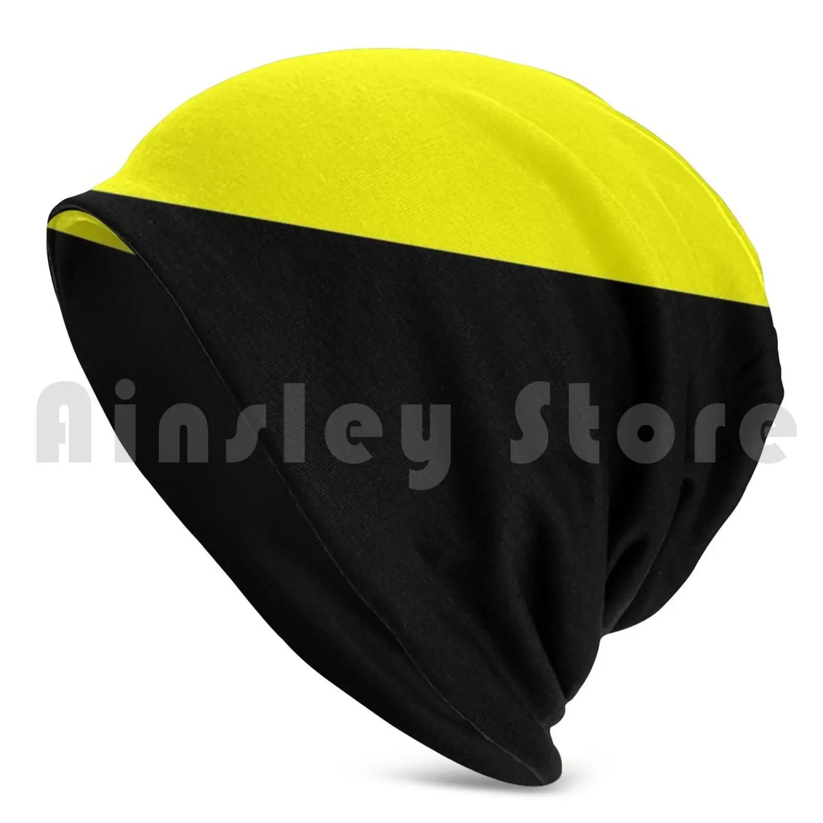 Anarcho Capitalism Flag Beanies Knit Hat Hip Hop Philosophy Anarchist Thought Diagonal Line Black And Yellow