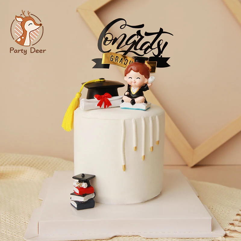 Class for Graduation Cake Decoration Bachelor doctor boy girl Cake Topper resin Cupcake Baking Happy Graduation Party Decoration