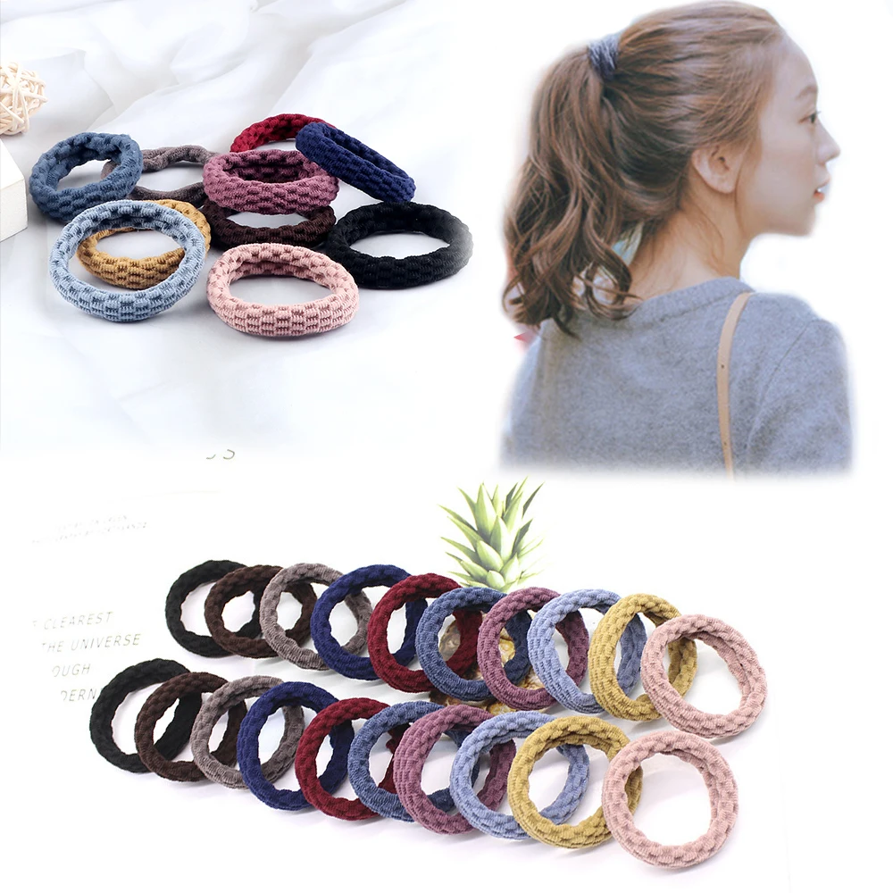 10Pcs/Set Diamond pattern Colorful Hair Bands Elastic Rubber Band Nylon Thickened Headband Children Girls Women Hair Accessories