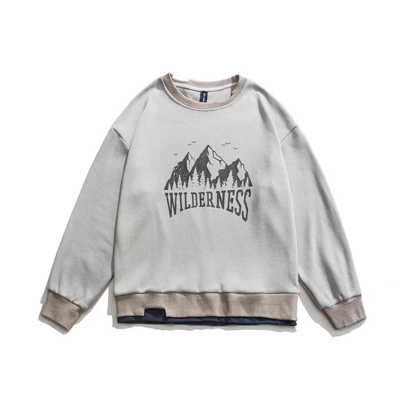 sweatershirts mountain printed mes autumn harajuku streetwear casual cotton pullovers oversized long sleeve outwear