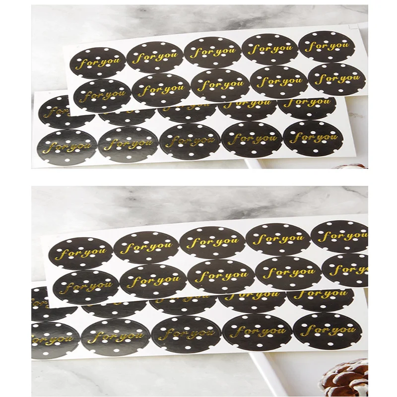 100 stücke Schwarz Runde Dot für Sie Kuchen Verpackung Abdichtung Label Kraft Aufkleber Backen DIY Geschenk Aufkleber – Detail 6