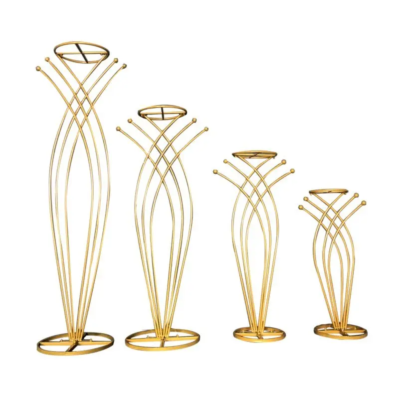 Tall Gold Metal Flower Stand Vase Set for Wedding Party Desktop Decoration Event Rectangle Frame Centerpiece Flower stand yu2362