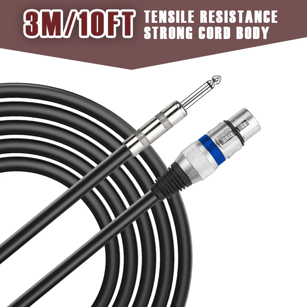 

6.35mm Jack to XLR Cable Male To Female Audio Cable 3M/10FT Cable Length For Electric Violin Electric Guitar Bass