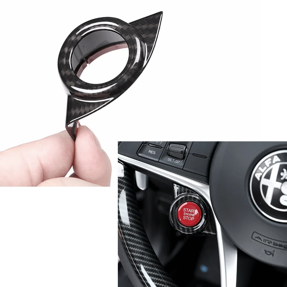 for Alfa Romeo GIULIA/STELVIO 2017-2020 Carbon Fiber Printed Engine Ignition Button Sticker Cover Trim