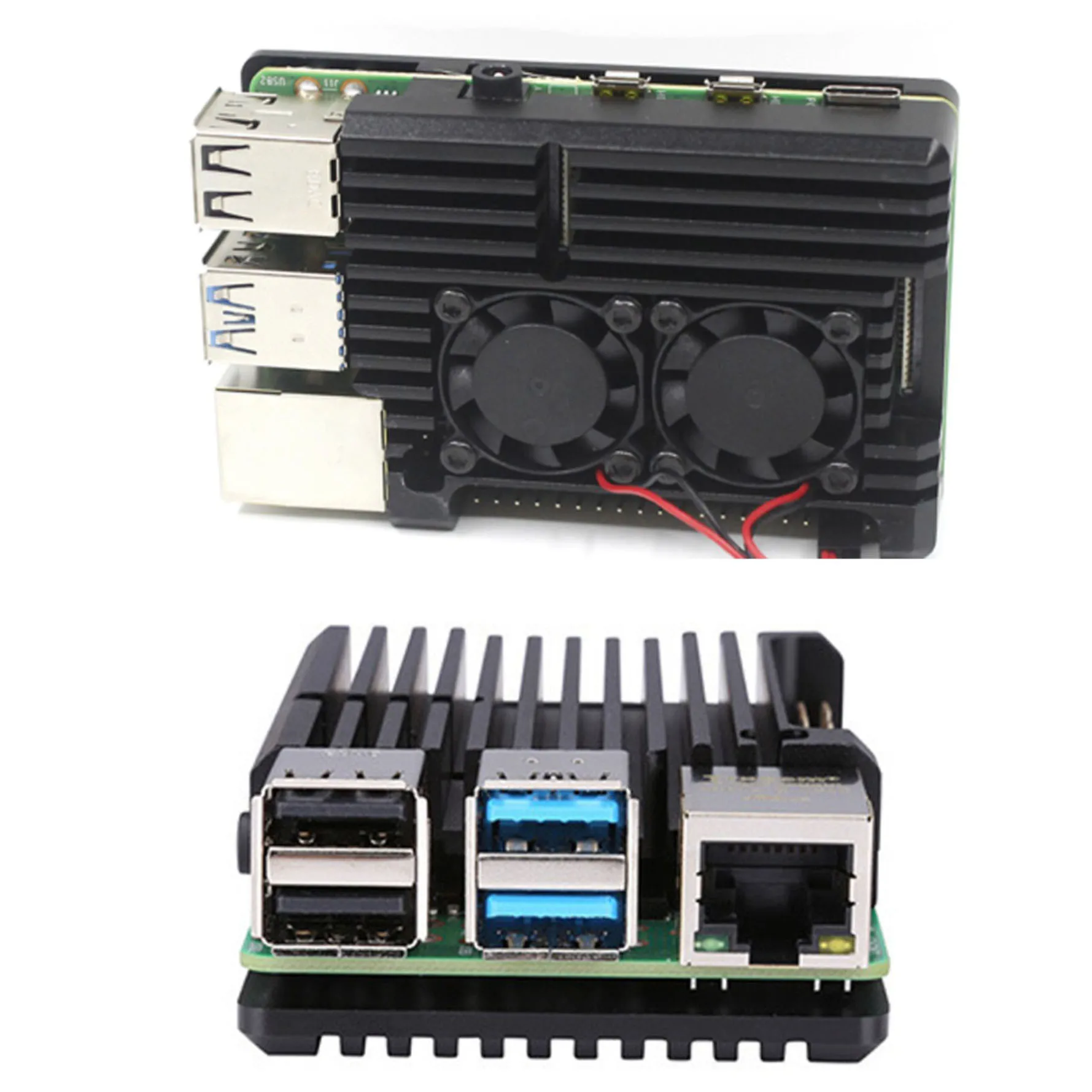 Металлический Алюминиевый Чехол для Raspberry Pi 4, с двумя вентиляторами, для Raspberry Pi 4, радиатор для Raspberry Pi 4, Модель B / Pi 4B