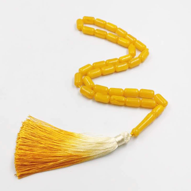 Tasbih Yellow Resin Man bracelet 33 beads muslim gifts rosary kehribar islamic jewelry Arabic Misbaha Eid Mubarak