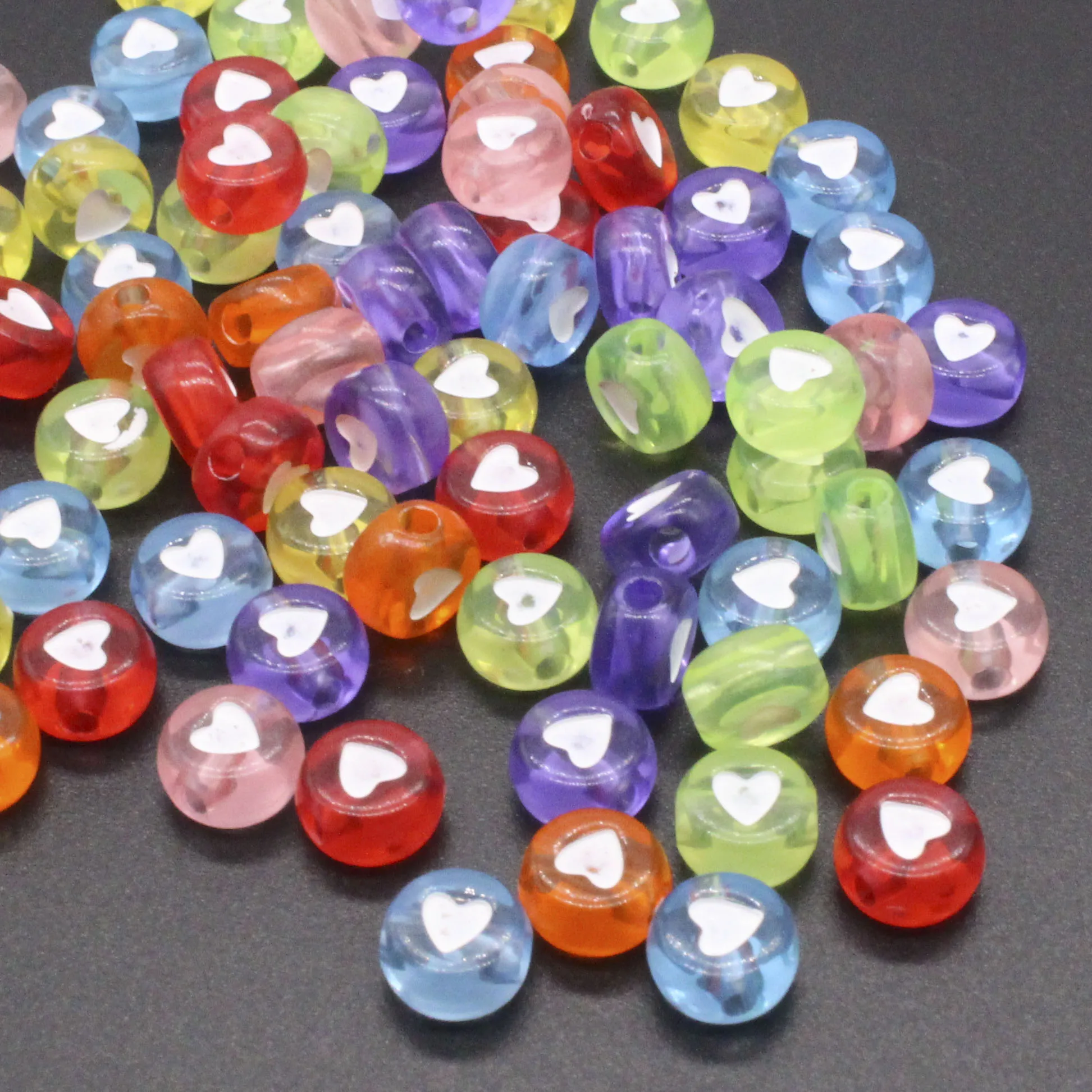 100pcs 4x7mm Green Transparent Heart Acrylic Beads DIY Bracelets Necklaces Earrings Jewelry Making