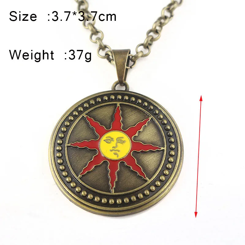Hot Game Dark Souls 3 Necklace Sun Rider Solaire Round Sun Logo Pendant Necklace for Women Men Casual Clothing Accessories