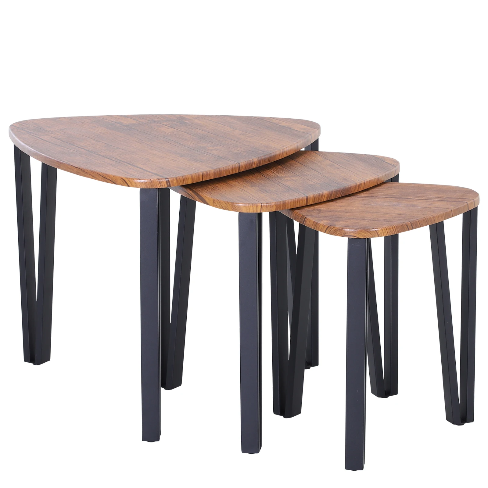 HOMCOM 3 Mesitas de Café Moderno Nido Mesa Auxiliar con Patas Metálicas para
