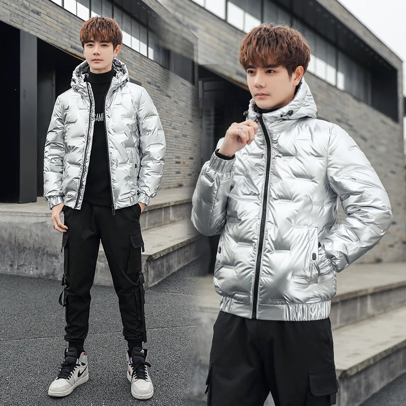 New bright down jacket for men and women short hooded white duck down warm coat tide cold jacket brand fashion hooded coat