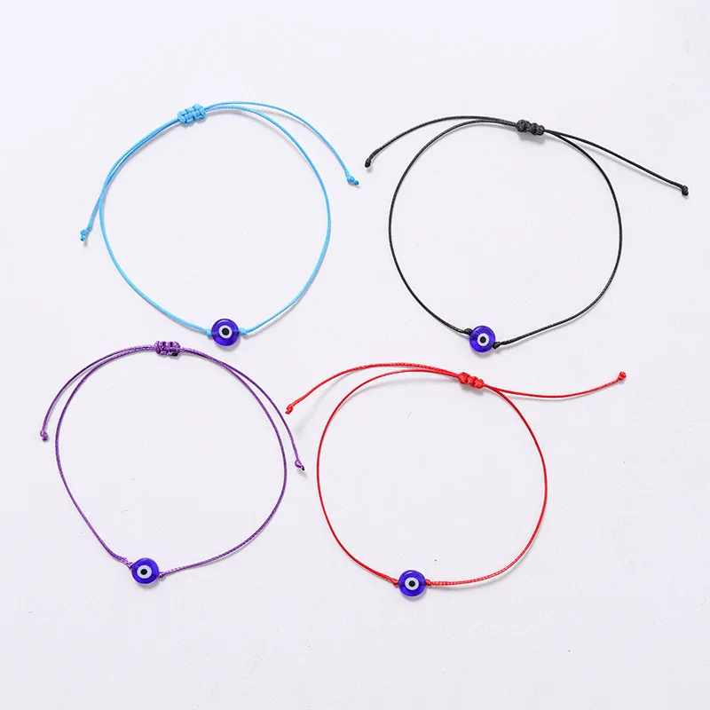 2pcs/set Turkish Lucky Evil Eye Bracelets For Women Handmade Braided Red Black Rope Flat Knot Lucky Jewelry Friendship Bracelets