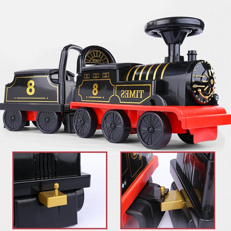 Kids Electric Train Riding Toy Car Ailway Baby Stroller Walker Child Can Carry Train Rail Car Classical Model Birthday Gifts