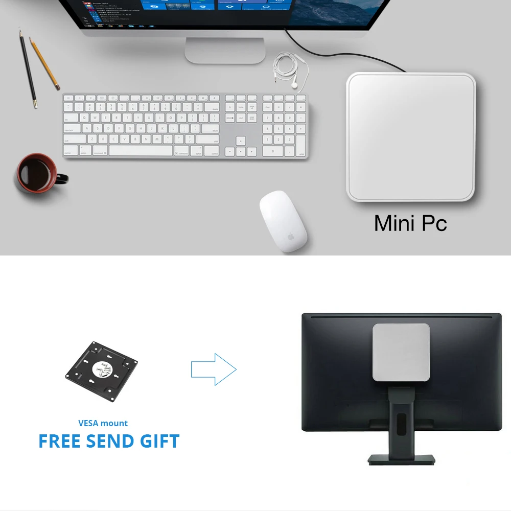 XCY Mini PC Intel N100 I7 4500U I5 4200U Celeron N5095 Office Computer Win11/Win10/Linux Gigabit Ethernet 6x USB Ports