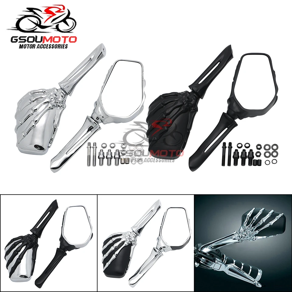 Skeleton Bone Skull Hands Rearview Side Mirror For Yamaha Dragstar V-star DS 400 650 950 1100 XV400 XV700 XVS400 XVS650 XVS 1300