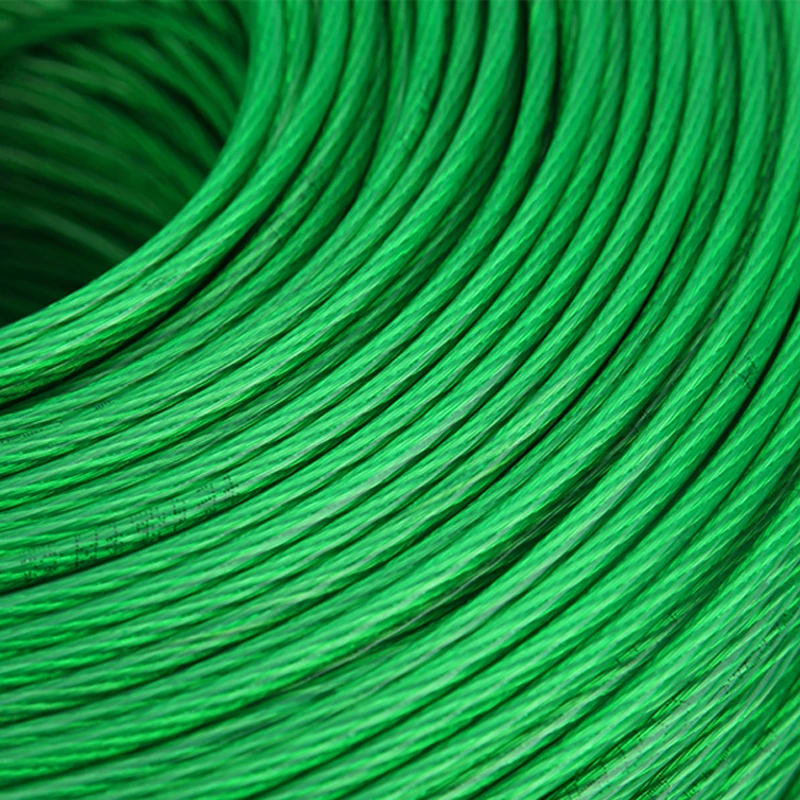 100 Meters Steel wire Green PVC Coated Flexible Steel Cord Rope Cable for Clothesline Greenhouse Grape Rack Shed 2mm