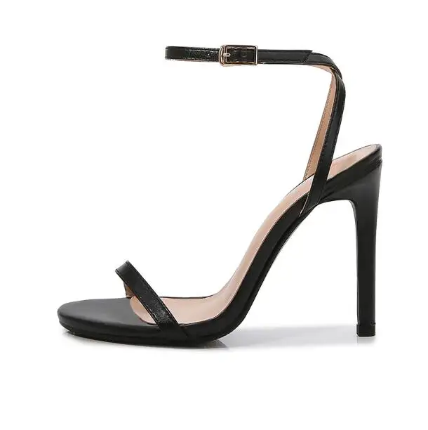 Summer New Woman Black Yellow Nude One Line Party Sandals 8 cm 10 cm Stiletto Heels Buckle Strap Sexy High Heel Sandals Shoes