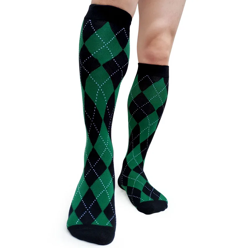 Senhores vestido formal meias xadrez joelho alto respirável masculino algodão meia mangueira meia sexy coleção masculino sox