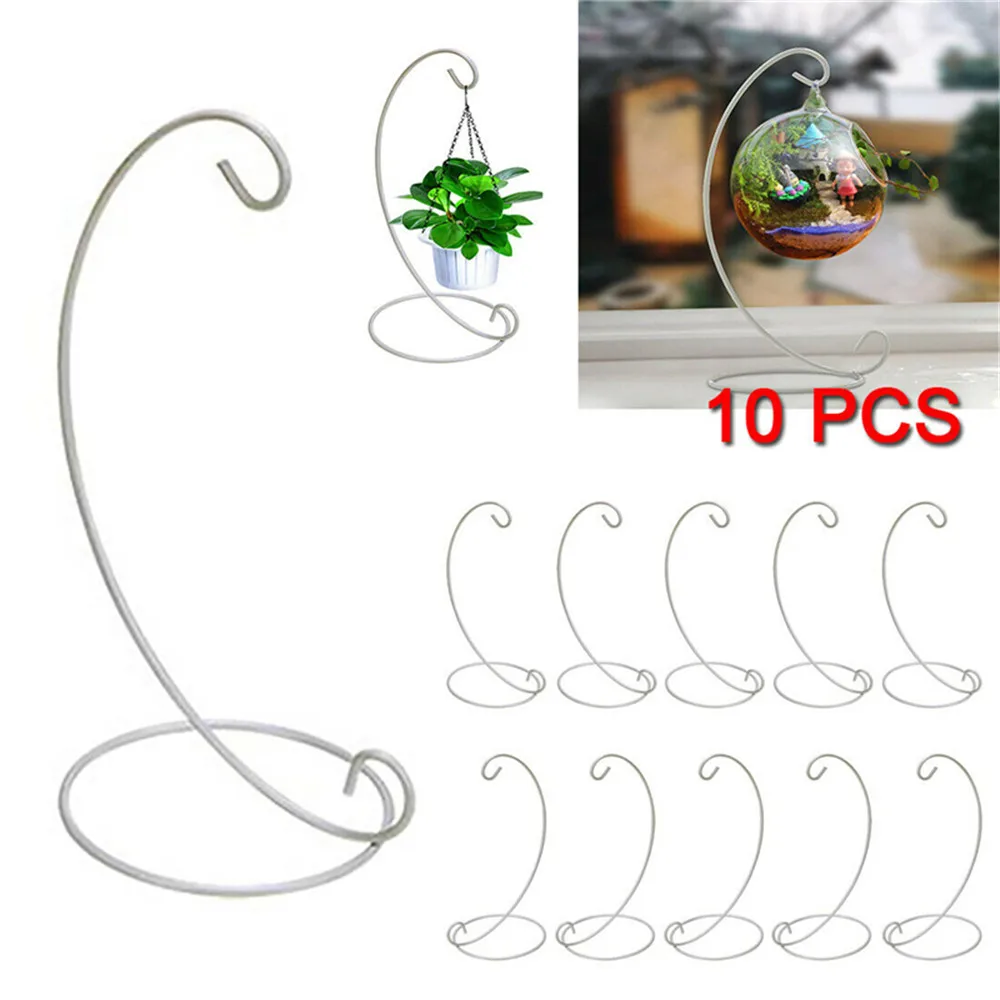 23cm Hanging Ornament Holder for Home Decoration, Plant Stand Hanger, Iron Art, Retro Glass Ball Hanging Stand Holder, 10Pcs