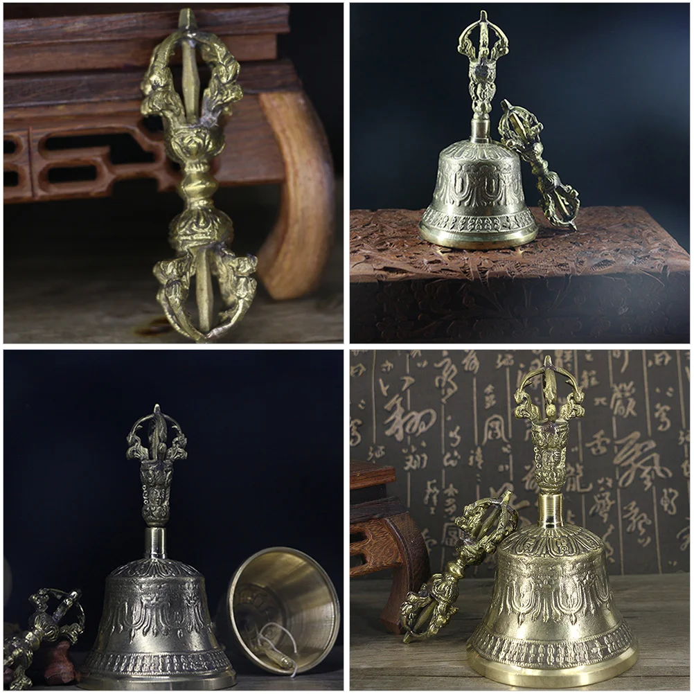 Nepal Brass Five-Strand Vajra Bell Pestle Dharma Utensils Pure Copper Rattles Buddhist Puja Supplies Vajra Dorje Bell Craft Gift