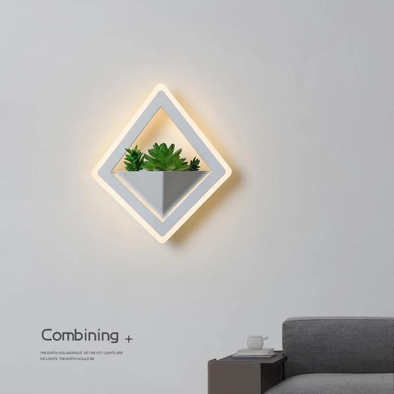 

White Modern led Wall lights for Bedside Bedroom/Dinning Room decoration With Plant Led Wall Lamp Home Decoration MJ1125