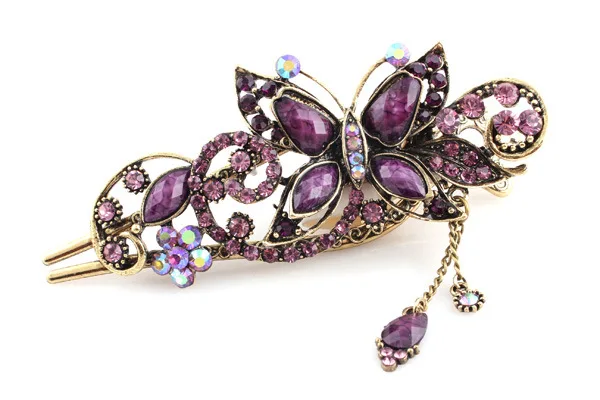 Classic Retro Ethnic Style Crystal  Hair Pins Bridal Headwear  Rhinestone Butterfly Hair Clips Women Hair Accessories Jewelry