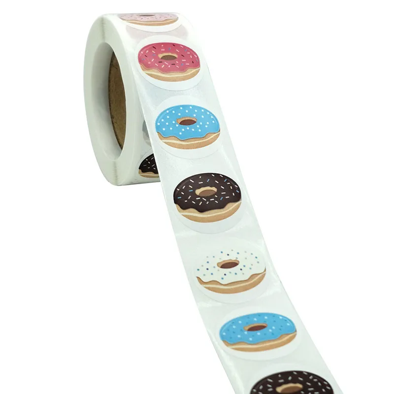 500pcs/Roll Donuts Series Thank You Sticker Cute Animal Design Stationery Decoration Toy Stickers For Kids Gift