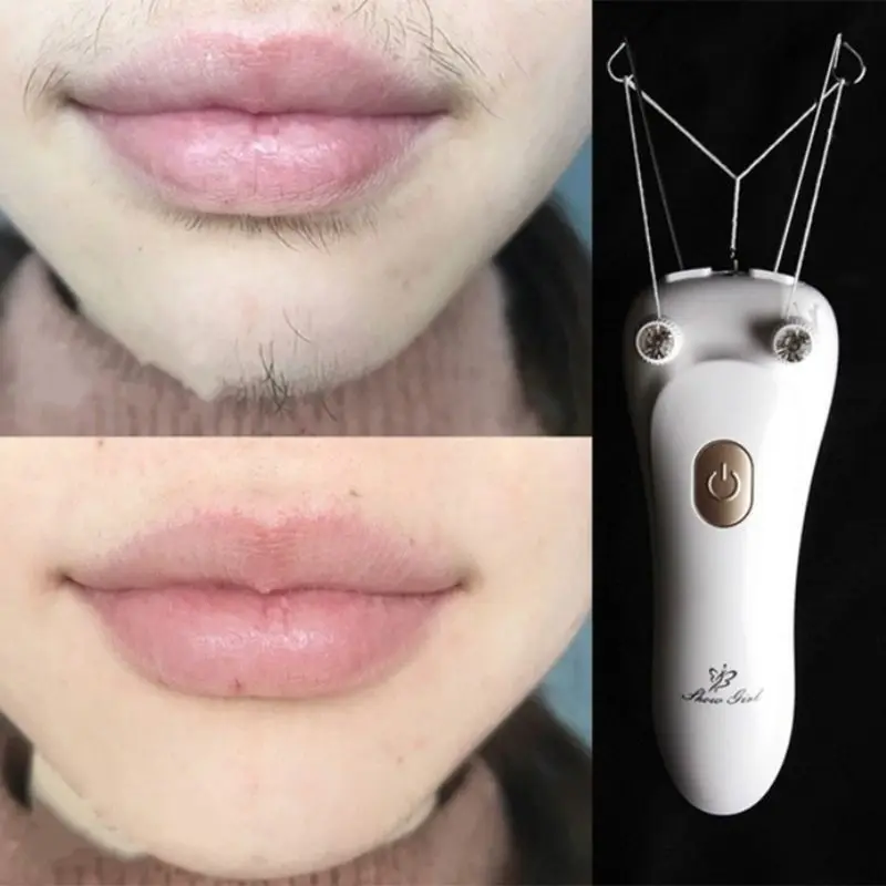 Mini Electric Facial Body Hair Removal USB Cotton Thread Epilator Shaver Trimmer Devices for Women Neck Lip Chin Arm Legs Beauty