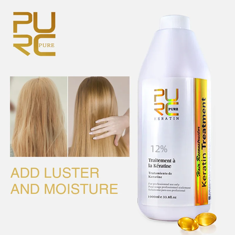 PURC-Tratamiento de queratina brasileña para el cabello, alisado para cabello rizado profundo, tratamiento del cuero cabelludo, productos para el cuidado del cabello, 1000ml, venta al por mayor