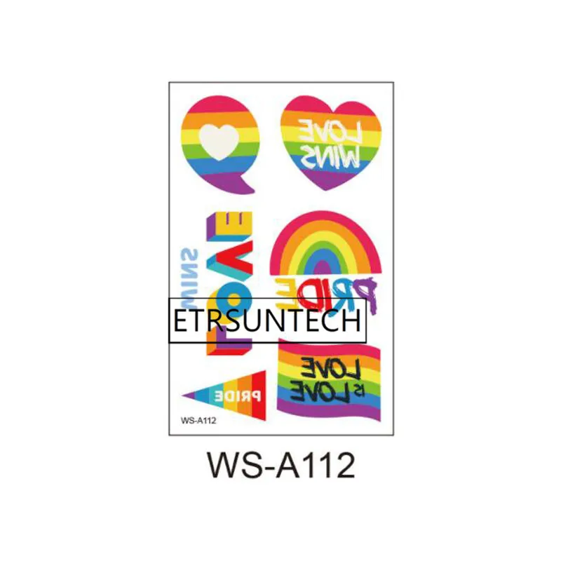 500pcs LGBT Pride Day Temporary Tattoo Sticker Rainbow Pattern Love is Love Fashion Body Art Men Women