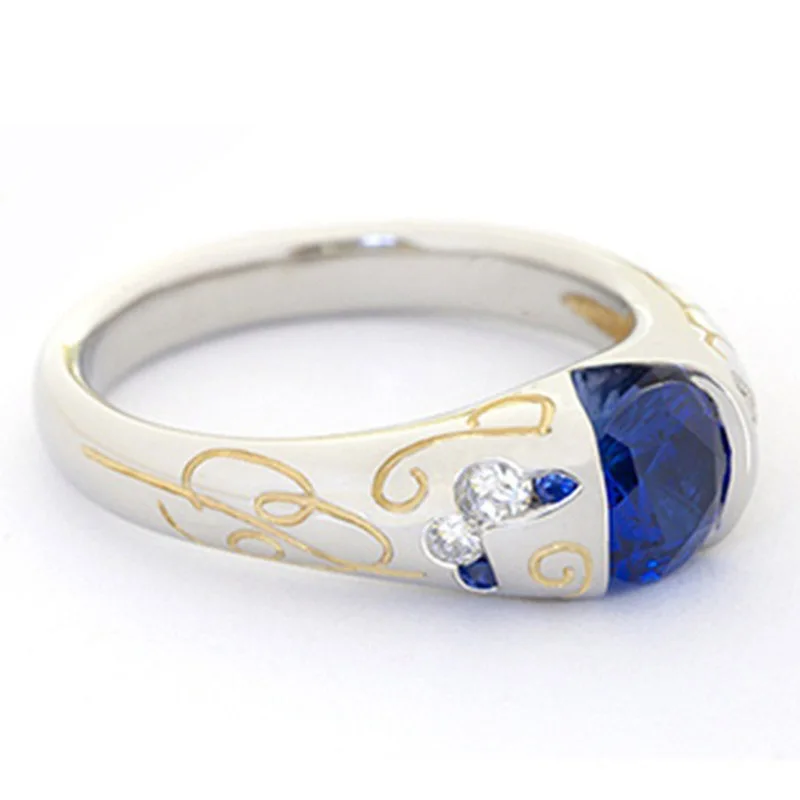 Foydjew Finger Accessories Bee Honeycomb Blue Zircon Simulated Sapphire Rings European American Simple Creative Style Ring