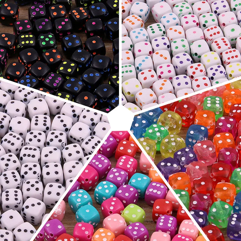 50Pcs Dices 8mm 5 Color Plastic Gaming Dice Standard Six Sided Decider Spacer Beads For DIY Jewelry Making Handmade