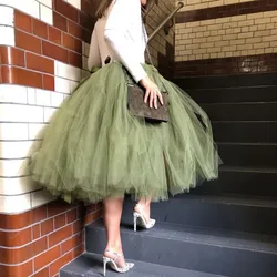 Arygreen Mid Tulle Skirts Women Fashion Tiered Skirt юбка женская  Ruffled Girls Tutu Skirt Photo Shoot Skirt Birthday Wear