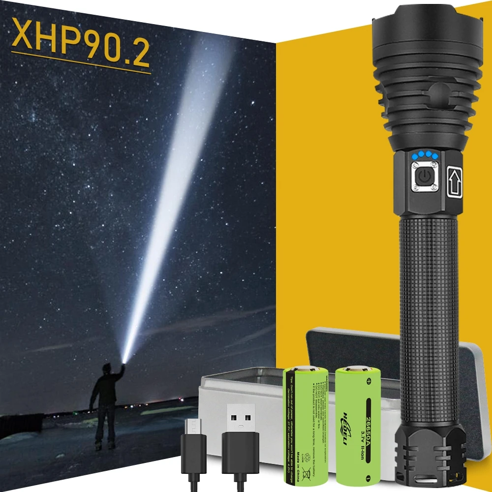 Paweinuo xhp90.2 most powerful led flashlight torch usb xhp50 rechargeable tactical flashlights 18650 or 26650 hand lamp xhp70