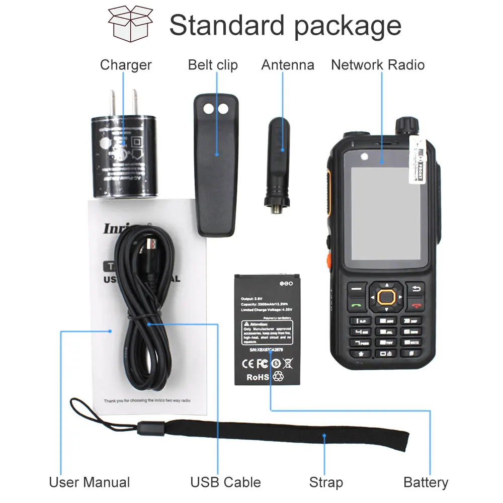 Inrico T320 Zello Android Network POC 4G LTE Radio Smart Phone Walkie Talkie TYPE C plug Radios  Transceiver