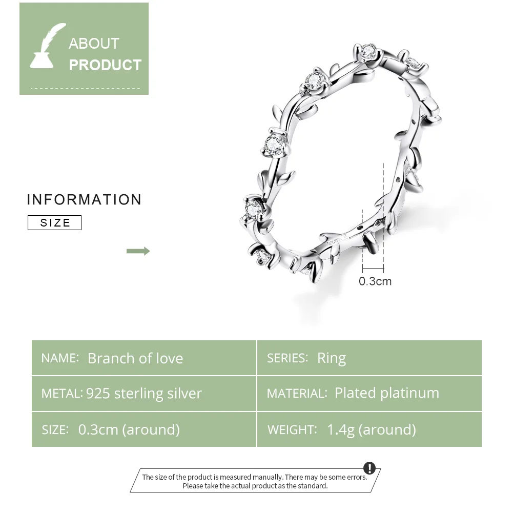 Women's 925 Sterling Silver Stackable Flower Branch Ring