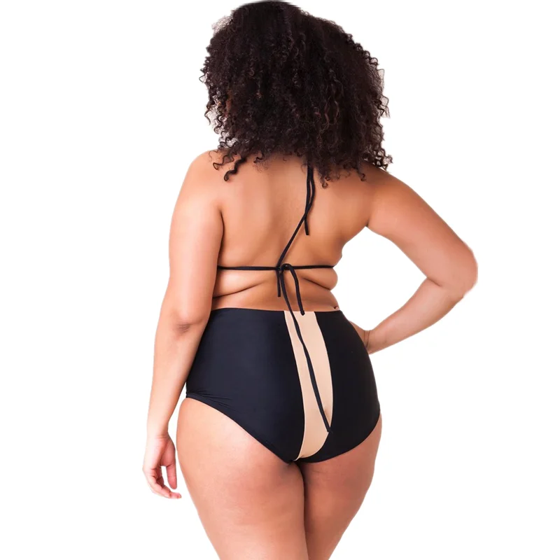 Sexy Women's Plus Size Bikinis Women Two 2 Piece High Waist Swimsuit Big  Breasts Swim Bathing Suit Black Brazilian Swimwear 4XL