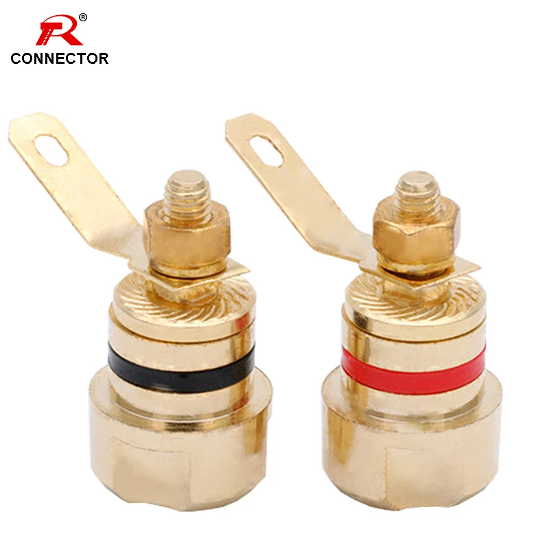 2PCS R Connector Speaker Junction Box Binding Post HIFI Cable Terminals Copper Binding Post Amplifier Speaker Connector