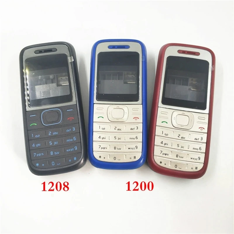 New High Quality Cover For Nokia 1200 1208 Full Complete Mobile Phone Housing Cover Case English Keypad