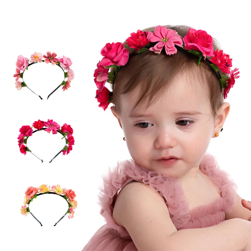 BalleenShiny Baby Headband Baby Girls Crown Headband Princess Hair Accessories Kids Bridal Floral for 0-3years Child Photo Tools