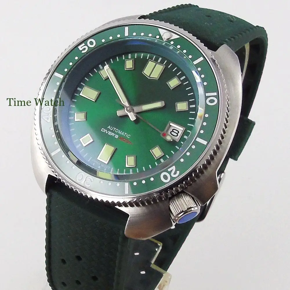 

Tandorio 44mm Diving Men's Watch PT5000/NH35A Green Dial C3 Lume Hands Sapphire Crystal 200M Waterproof Rubber Strap Date