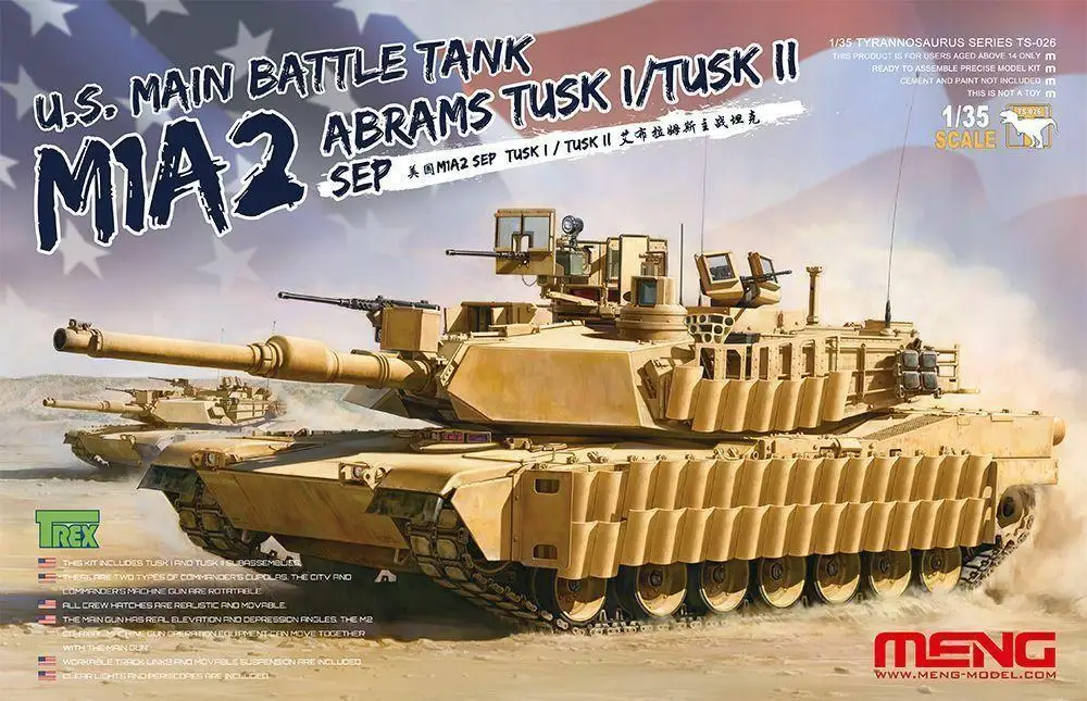 Meng Model 1/35 TS-026 U.S. Main Battle Tank M1A2 SEP Abrams Tusk I/Tusk II Model kit