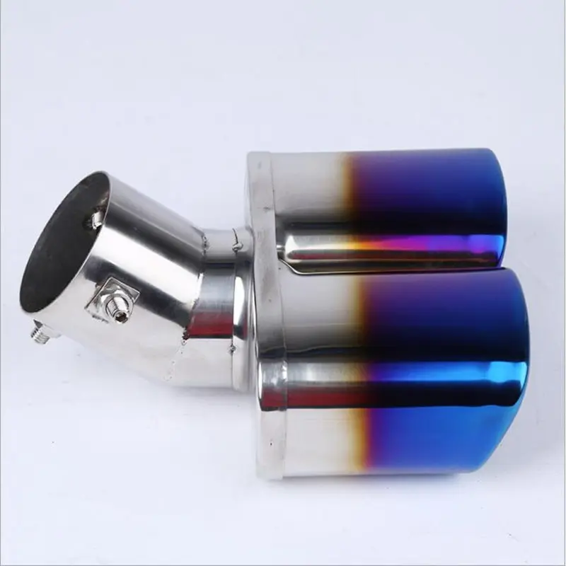 Car Exhaust Pipe Muffler Tail Pipe Outlet Nozzle End Universal Stainless Steel Square End One Change Two Double Out ID 63MM