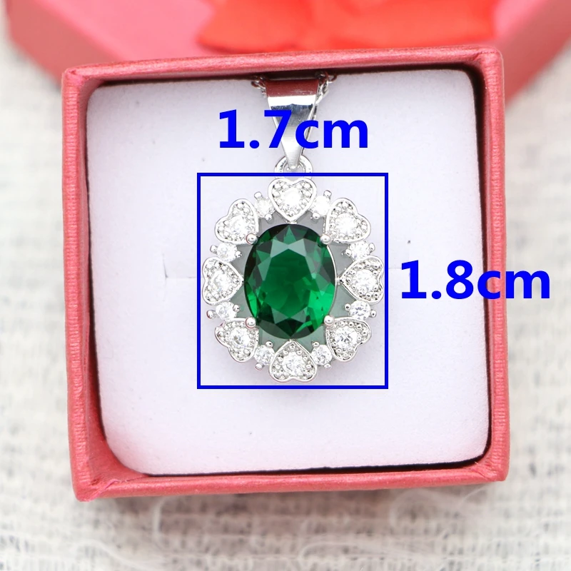 Flower Shape Silver 925 Pendant Necklace Green Cubic Zirconia Party Accessories for Women