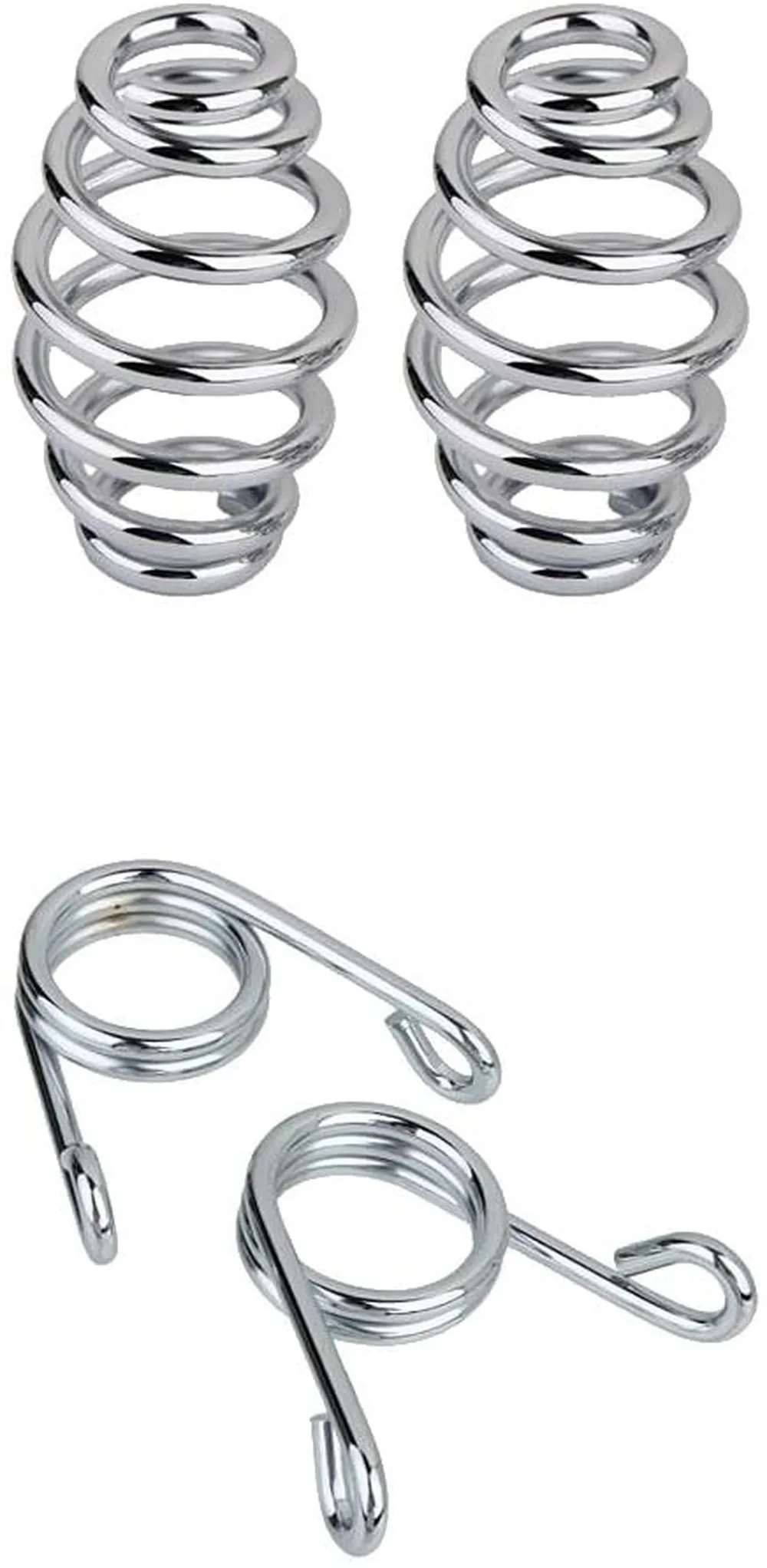 

2 Pairs Of Chrome Cannons And Twist Solitary Seat Springs For Motorcycle