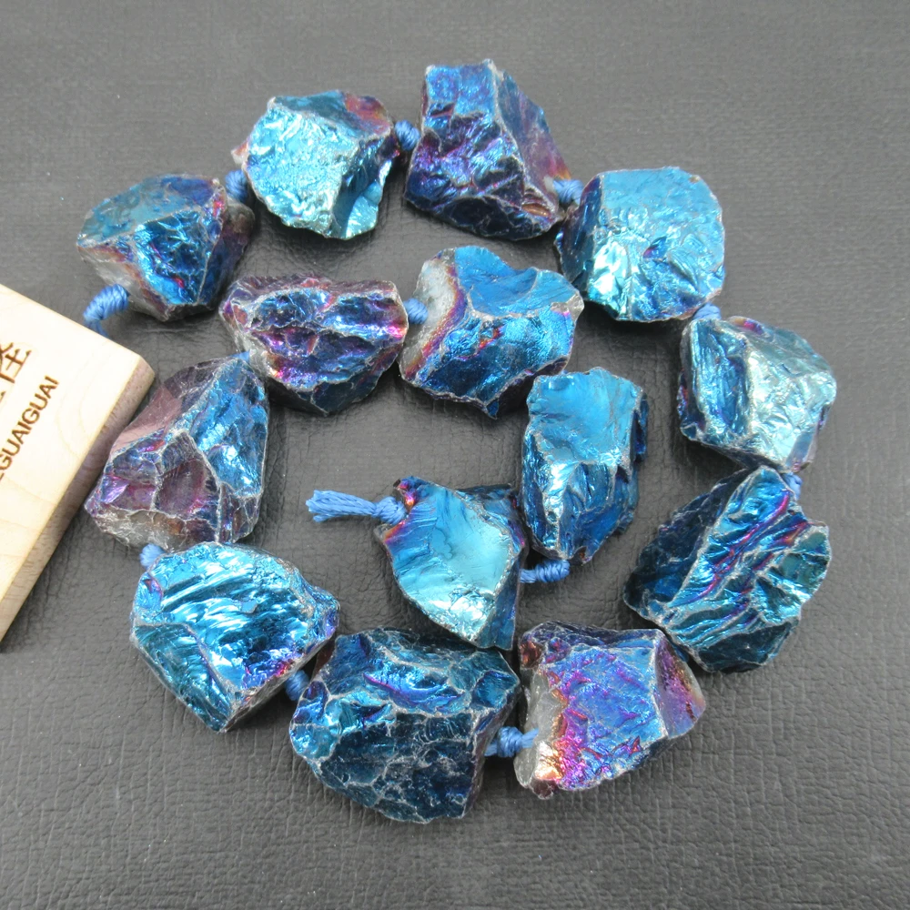 APDGG Natural 16x18-20x25mm Blue Titanium Quartz Rough Loose Nugget Beads 16\