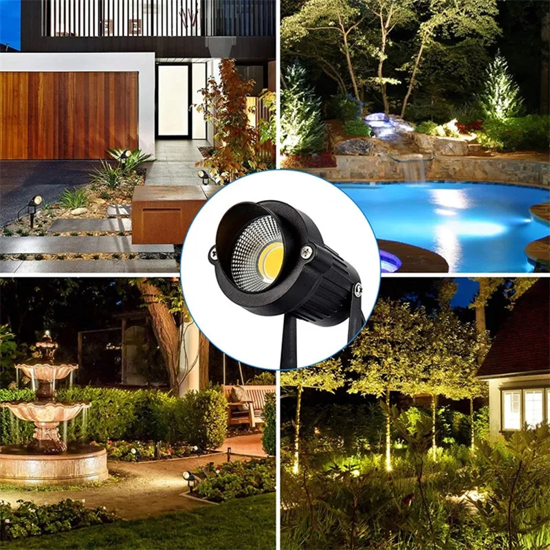 10W RGB LED Garden Lawn Lamps 12V Landscape Lights Waterproof IP65 Warm White Path Wall Tree Flag Outdoor Landscape Spotlight