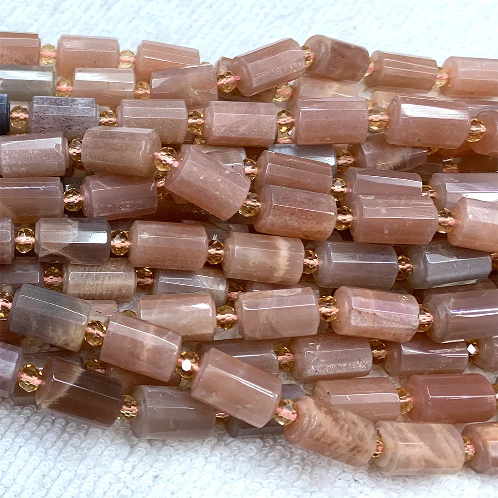 Veemake Faceted Column Tube Beads Amethyst Lapis Lazuli Quartz Amazonite Apatite Ametrine Chrysoprase Moonstone Labradorite C4
