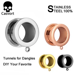 Casvort DIY Stainless Steel Ear Plugs Body Piercing Screw Tunnels Stretchers Fashion Jewelry Earrings Expander For Gift 2PCS